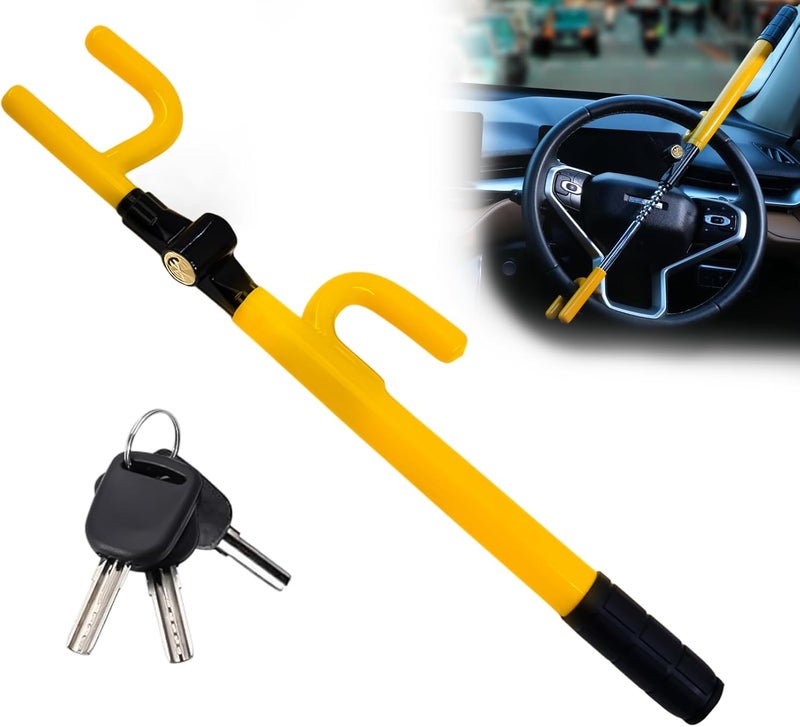 BRAMMH Ultra Secure Car Steering Wheel Lock, No Scratch Dual Locking Hooks, Anti Theft Car Device Wheel Locks for Cars with Adjustable Size, Strong Metal Bars, Anti-Pick Car Lock (Y Shape) - Image 1